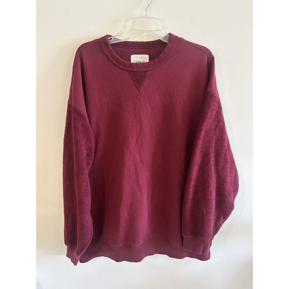 Aerie Women’s Maroon Oversized Long Sleeve Sweatshirt Size L